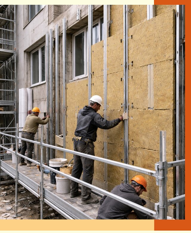 Утепление вентилируемого фасада в Удомле от 5818 руб/м2 — монтаж и утепление вентфасад | ТепломастерДмл